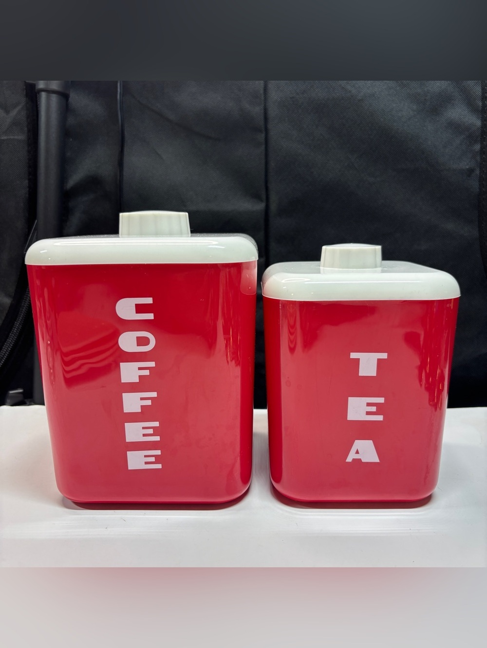Vintage Lustro-Ware Red Nesting Canisters Set Of 2 Coffee Tea Lids Grandma Core